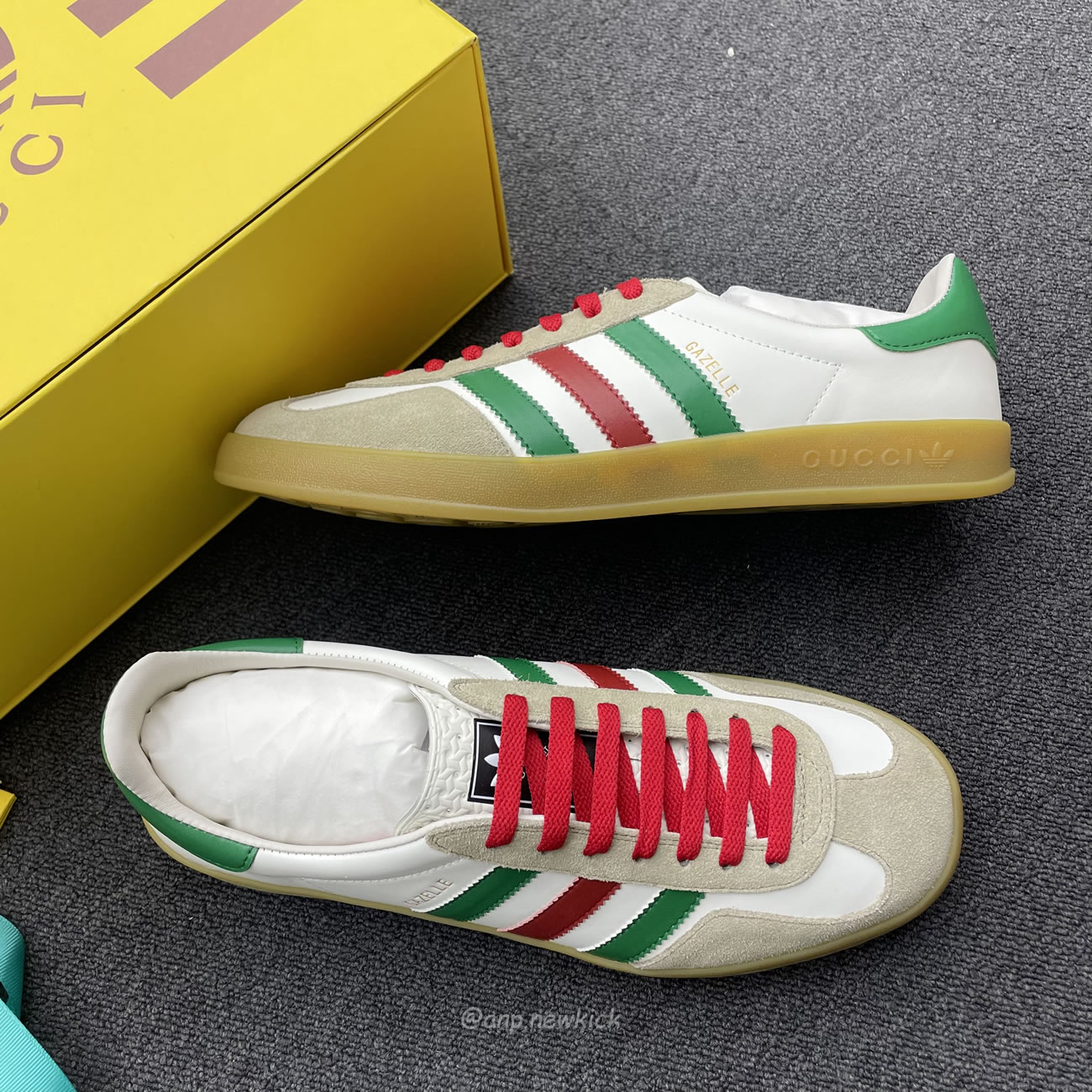 Adidas X Gucci Gazelle White Green Red 726487 Aaa43 9547 (5) - newkick.cc